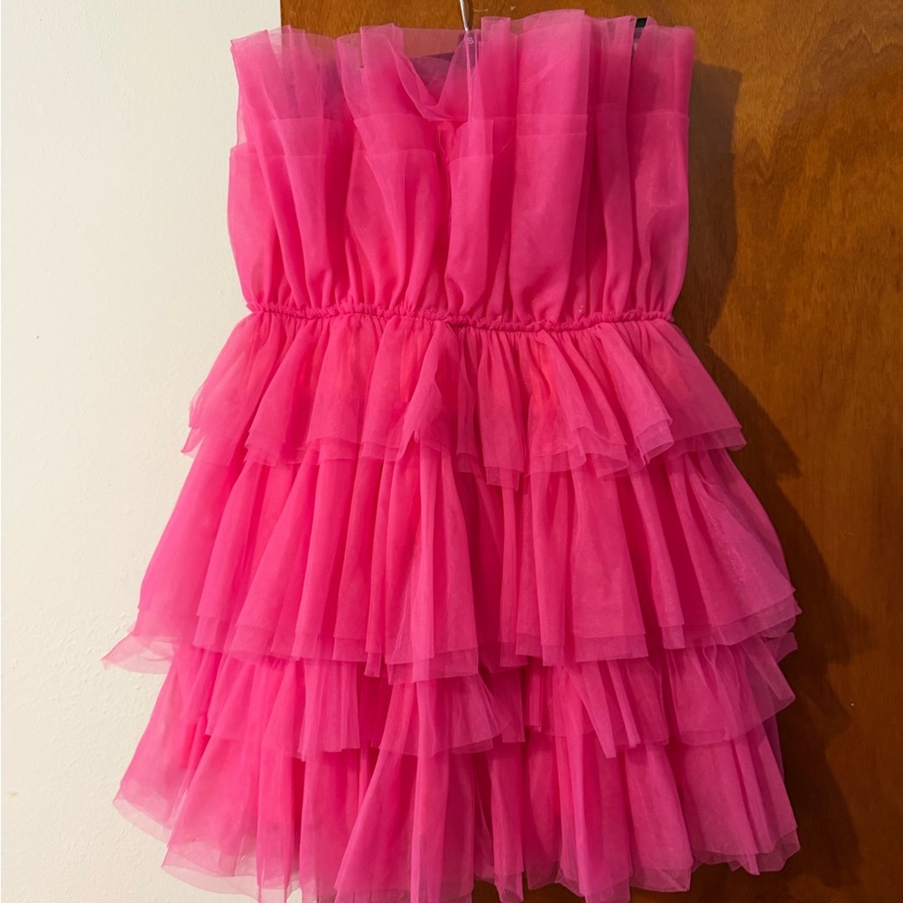Pink Ruffled Tulle Dress